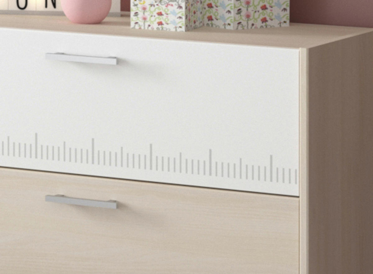 JUGENDZIMMER Akazie, weiß, Komplett-Set mit Stauraumbett 160x200, Schreibtisch, Kommode - Silberfarben/Weiß, Holzwerkstoff/Kunststoff (170/82/220cm) - Parisot Meuble