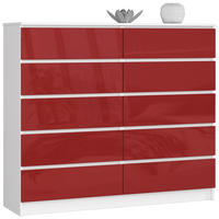 KOMMODE Weiß, Rot Glanz 121/138/40 - Weiß, Holzwerkstoff (138/121/40cm) - RAUMHIRSCH FURNITURE
