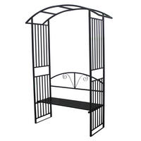 ROSENBOGEN Burton - Rankhilfe mit geschwungenem Oberteil und integrierter Sitzbank für 2 Personen. BxTxH: 150x50x230 cm - Schwarz, Metall (150/230/50cm) - TPFGarden