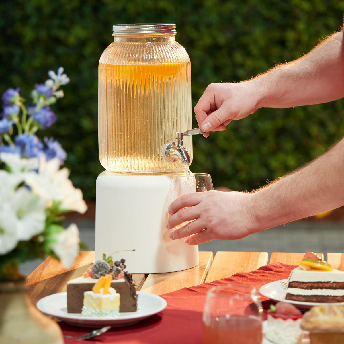 GETRÄNKESPENDER - Transparent, Glas/Metall (4L) - Relaxdays