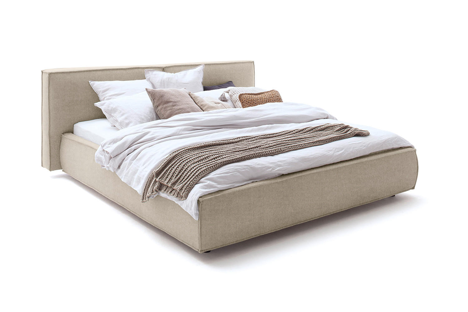 POLSTERBETT CARLO Taupe Massivholz - Taupe, Textil (140/200cm) - KAWOLA