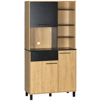 BUFFET DE-11033 3 Türen Schwarz/Naturholz - Naturfarben, Holzwerkstoff (40/180/90cm) - ComfortXL