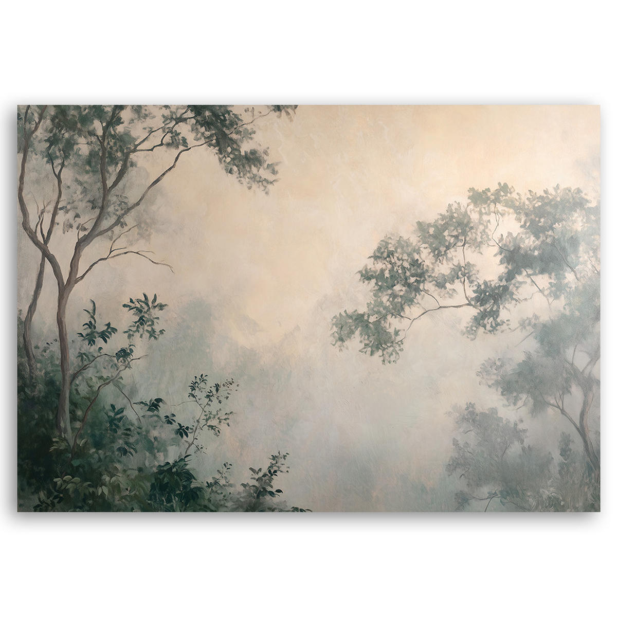 WANDBILD nebel im wald - Grün, Textil (60/40cm) - Feeby