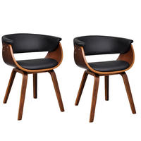 ESSZIMMERSTÜHLE 2 Stk. Bugholz und Kunstleder 51*59.5*72cm - Schwarz, Leder (51/72/59.5cm) - ZMH