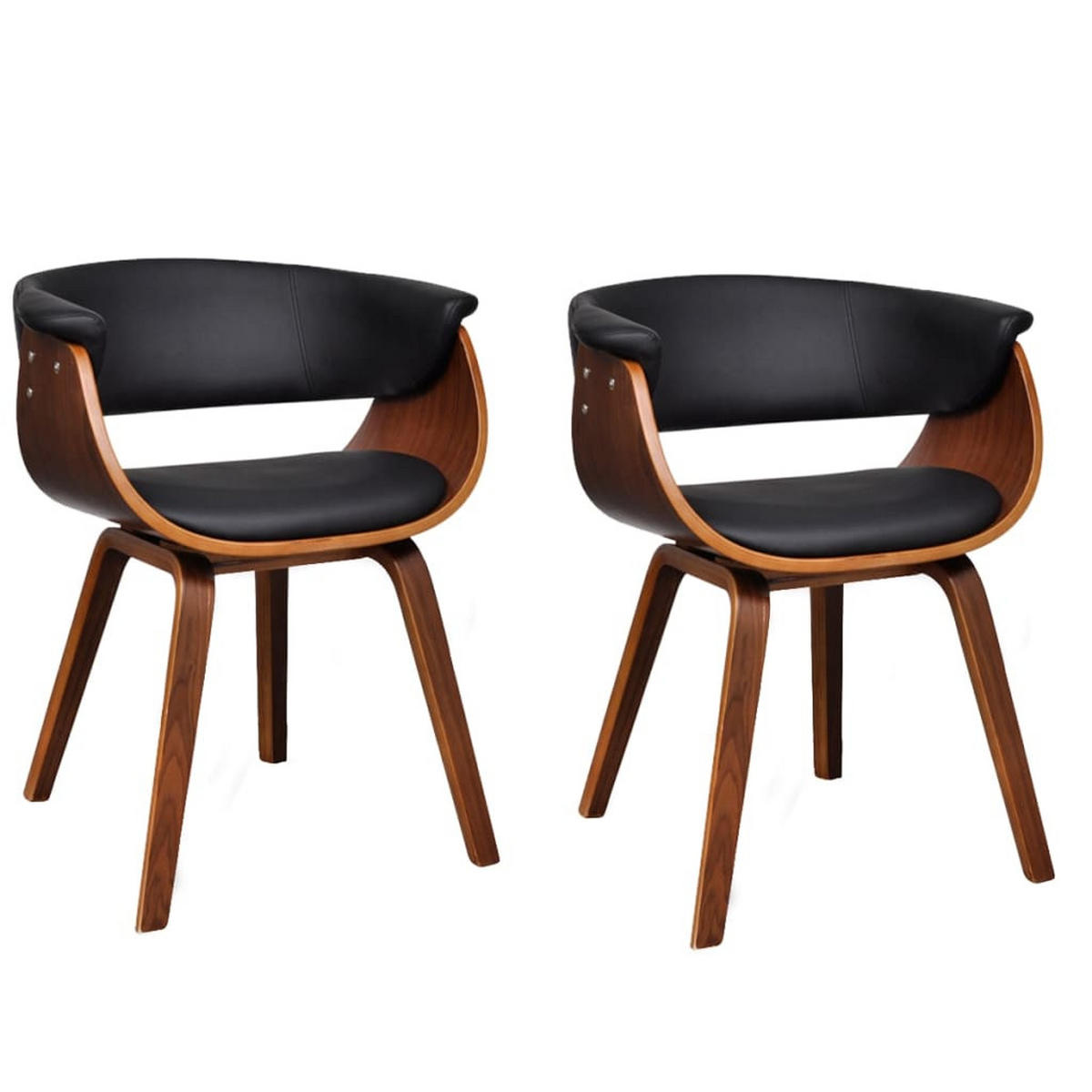 ESSZIMMERSTÜHLE 2 Stk. Bugholz und Kunstleder 51*59.5*72cm - Schwarz, Leder (51/72/59.5cm) - ZMH