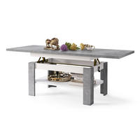 COUCHTISCH rechteckig Beton - Weiß ausziehbar höhenverstellbar - Hellgrau/Weiß, Holzwerkstoff (65/130/58cm) - designimpex
