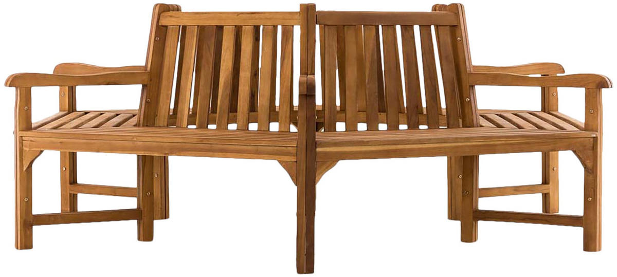 BAUMBANK Nebel Holz Teak 250x250x93cm Kreisrunde Sitzbank - Teakfarben, Holz (250/93/250cm) - DELUKE