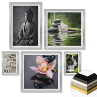 WANDBILDER 5er Set - 50x50 cm & 20x30 cm & 40x60 cm Silberner Rahmen - Red Accents London - Silberfarben, Kunststoff (40/60cm) - ArtPrintCave