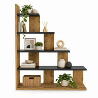 BÜCHERREGAL Echo Oake Schwarz - Dunkelbraun/Schwarz, Holzwerkstoff (90/120/21.8cm) - Decorotika