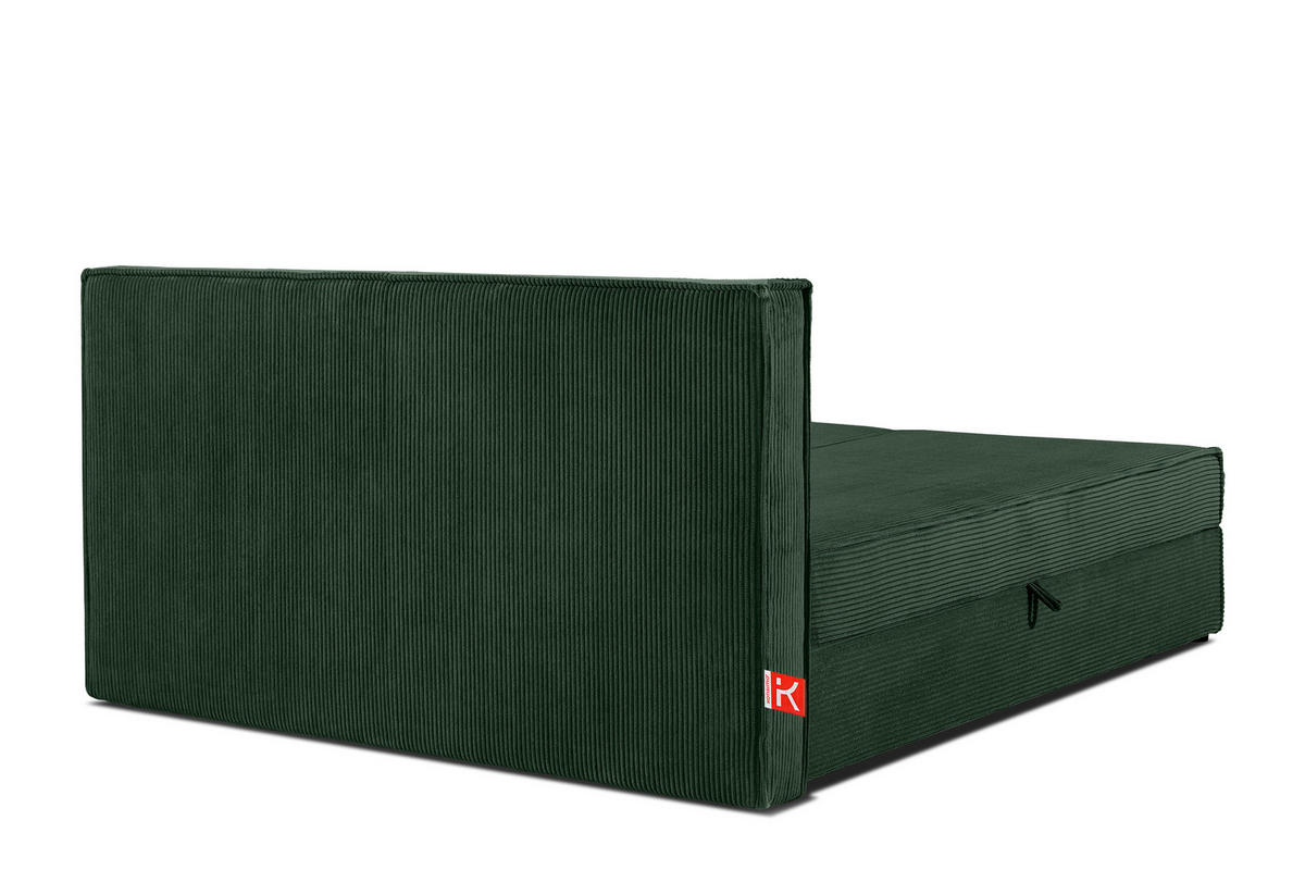 BOXSPRINGBETT ROTI mit Stauraum, dunkelgrün - Dunkelgrün/Schwarz, Holz/Holzwerkstoff (160/200cm) - KONSIMO®