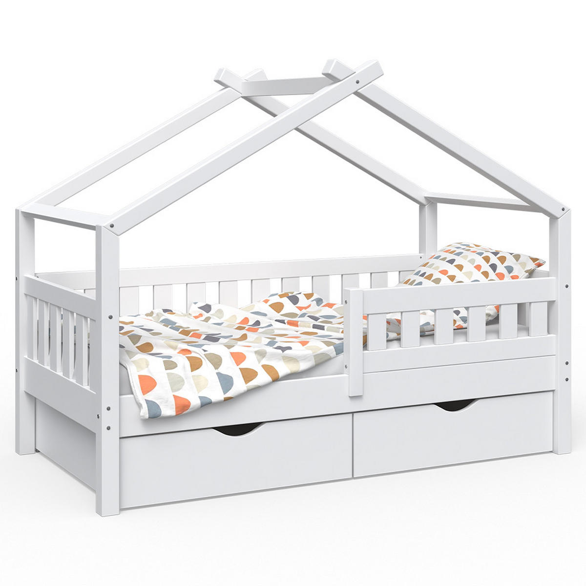 HAUSBETT Design Weiß 80x160 cm mit 2 Schubladen - Weiß, Holz (80/160cm) - VitaliSpa