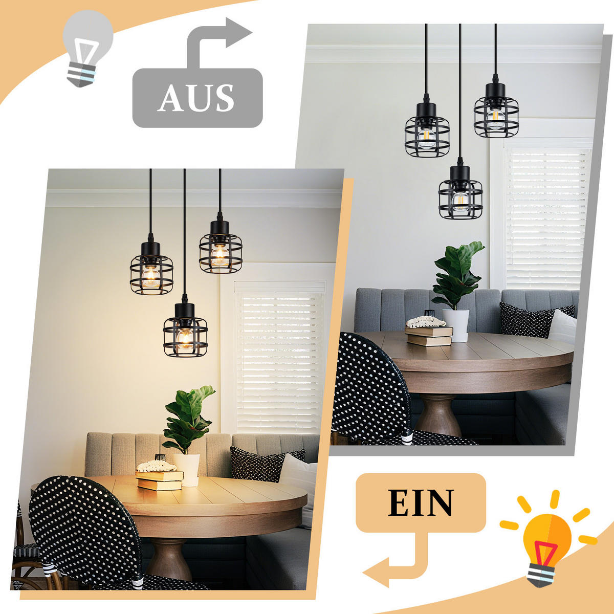 PENDELLEUCHTE Kingsley 24/24/140 cm - Schwarz, Metall (24/24/140cm) - ZMH