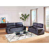 COUCHGARNITUR - 5 Personen - leder - schwarz Mimas - Schwarz, Leder (162/97/89cm) - Vente-Unique