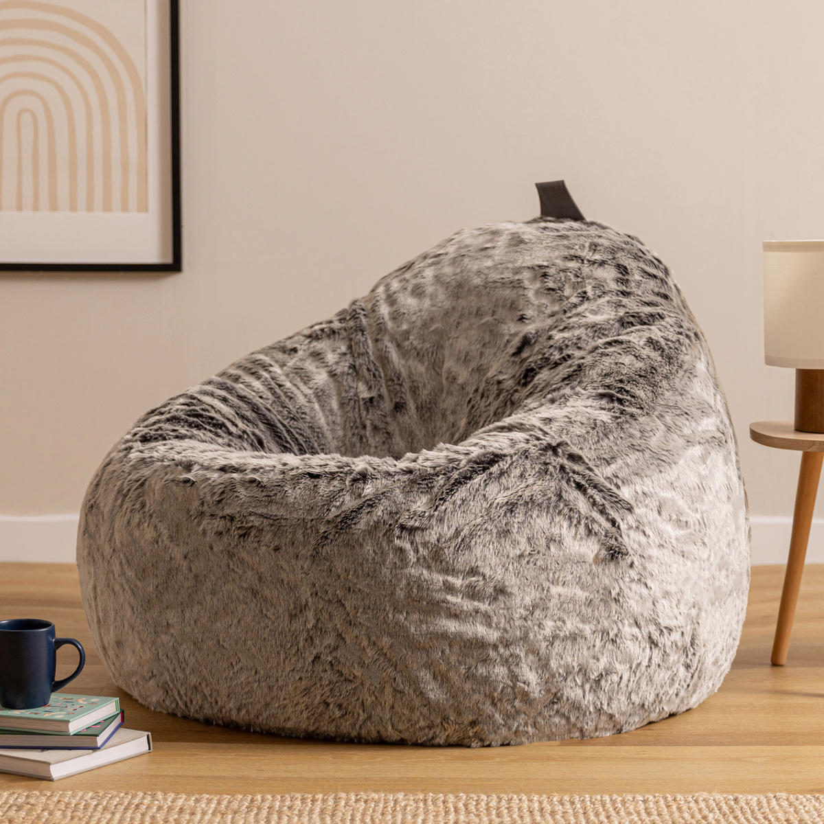SITZSACK Sessel Kokon aus Kunstfell - Grau, Kunststoff/Textil (87/73/87cm) - icon