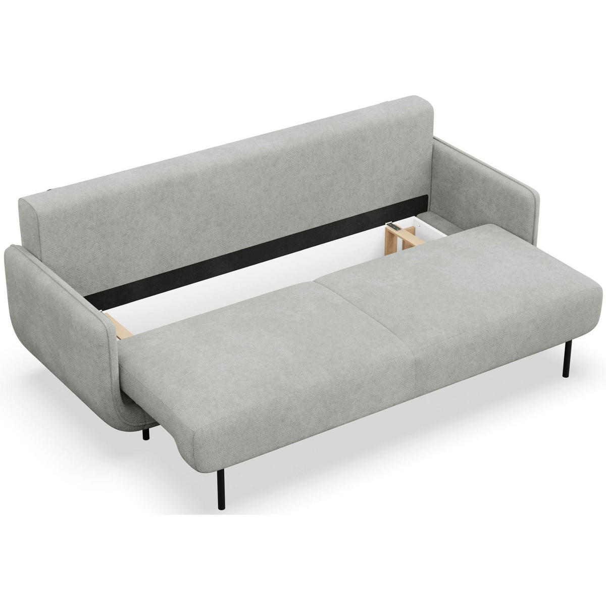 SCHLAFSOFA Ovals Hellgrau - Hellgrau/Schwarz, Textil/Metall (236/95/96cm) - Selsey