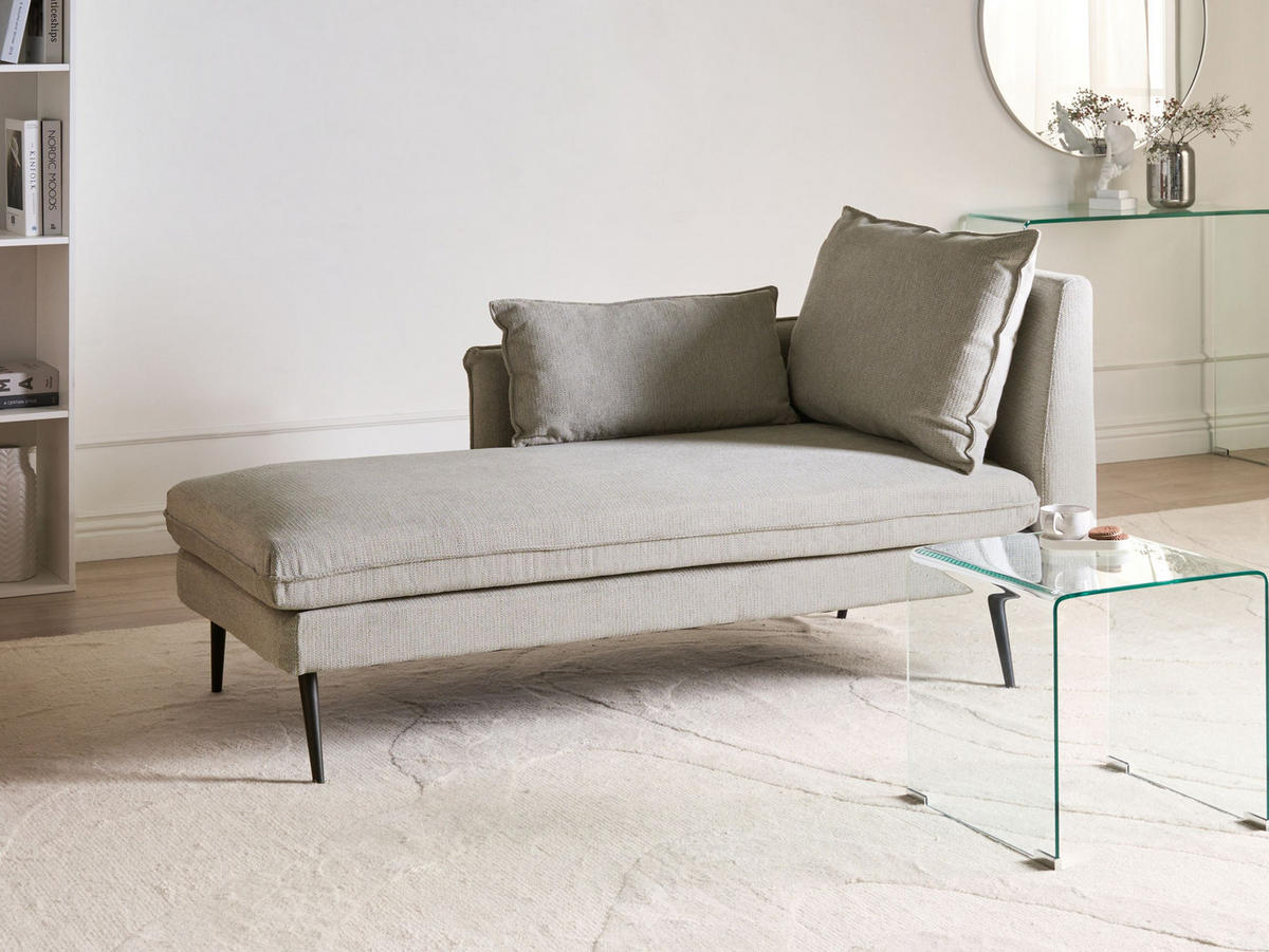 CHAISELONGUE-RECHTSSEITIGE Stoff Grau Yerres - Dunkelgrau/Schwarz, Textil (168/79/87cm) - Beliani