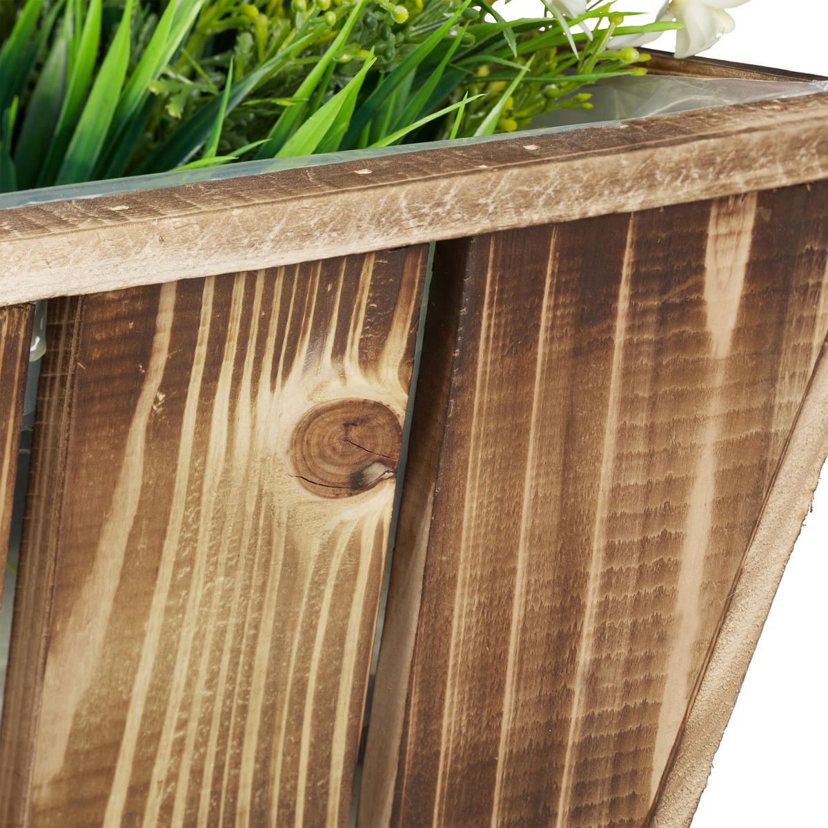 3XBLUMENKASTEN - Braun, Holz/Kunststoff (46/15/23cm) - Relaxdays