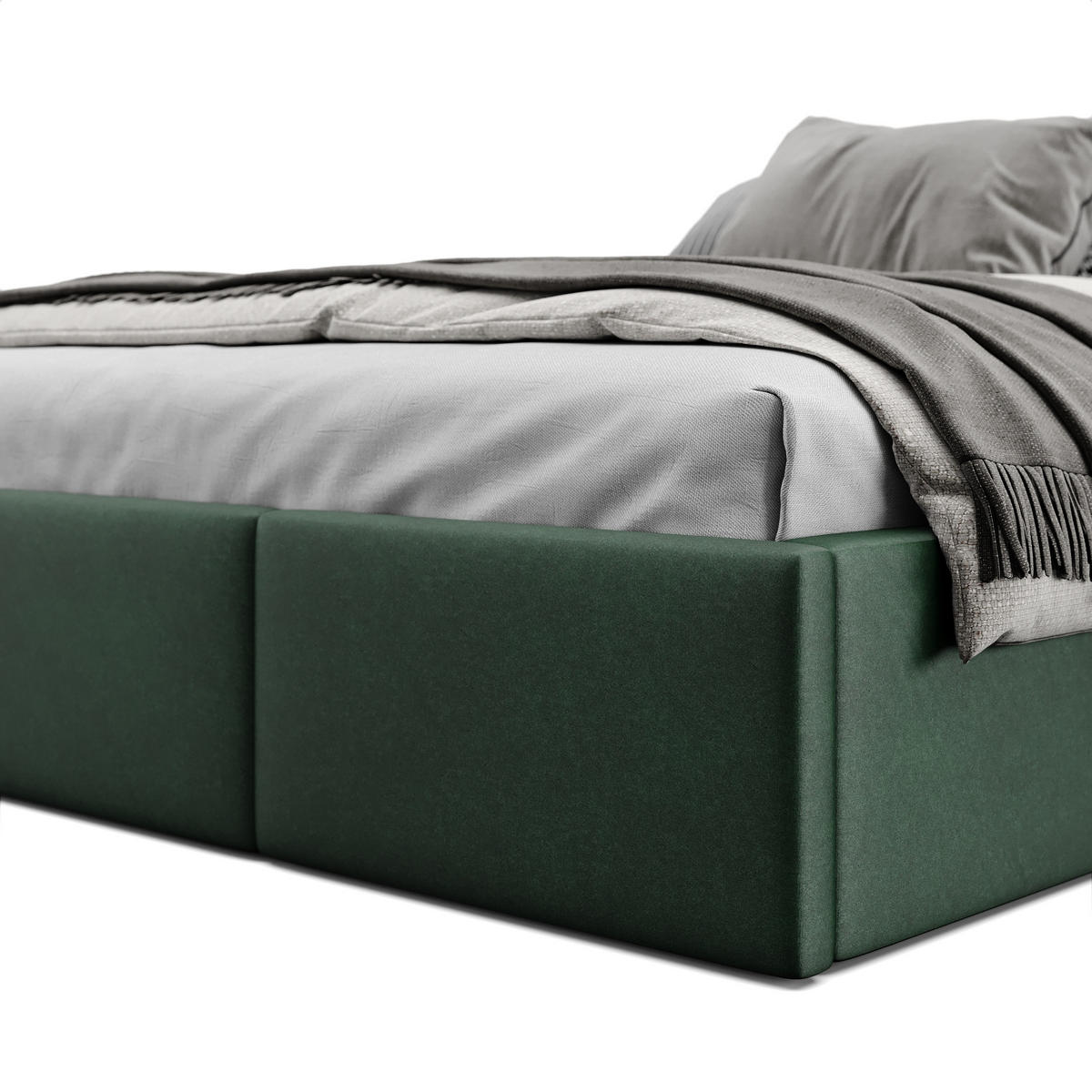 POLSTERBETT für Schlafzimmer Bett mit Stauraum Flaschengrün 140x200cm - Dunkelgrün, Holzwerkstoff/Textil (160/200cm) - Muralo