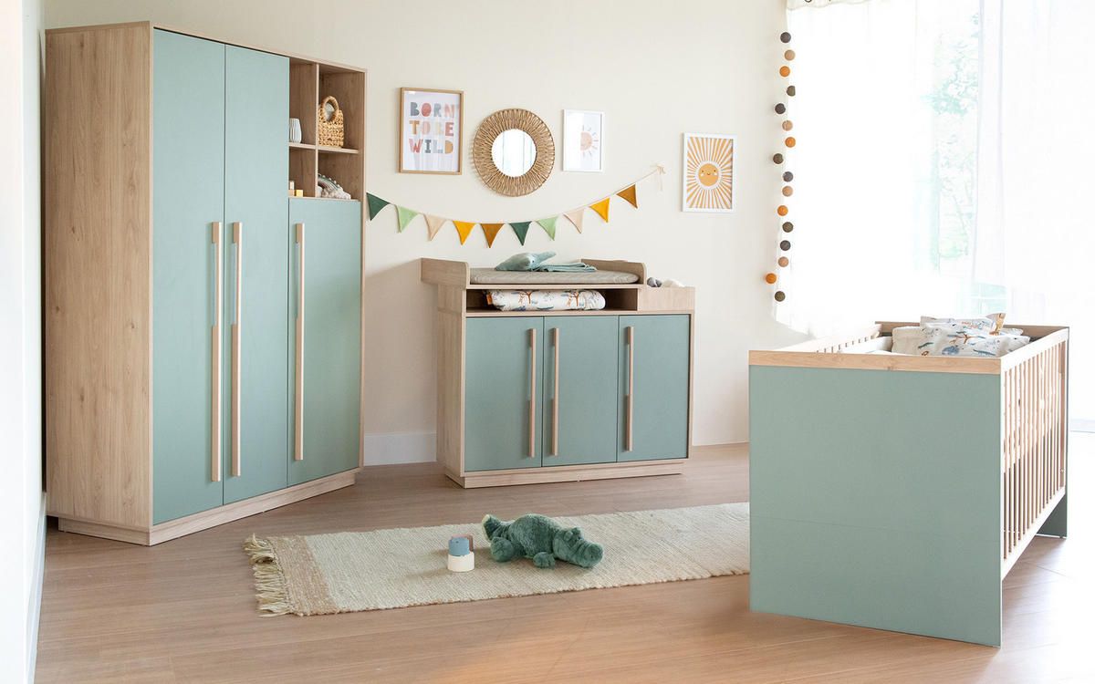 KINDERKLEIDERSCHRANK Selva - Grün, Holz (131.5/190/53cm) - Roba