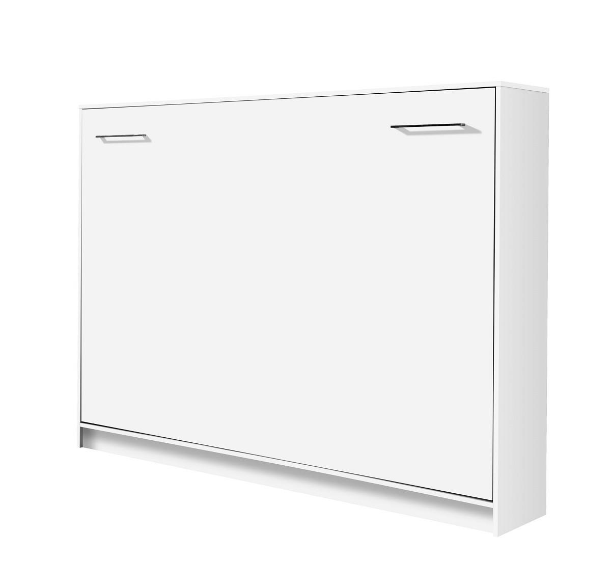 SCHRANKBETT Wandklappbett horizontal HB 140x200 - Weiß-Hochglanz - Weiß Hochglanz, Holzwerkstoff (140/200cm) - QMM TraumMöbel