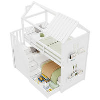HAUSBETT 90/200 cm in Weiß mit Stauraumtreppe und Schubladen - Weiß, Holz (90/200cm) - BEAOK