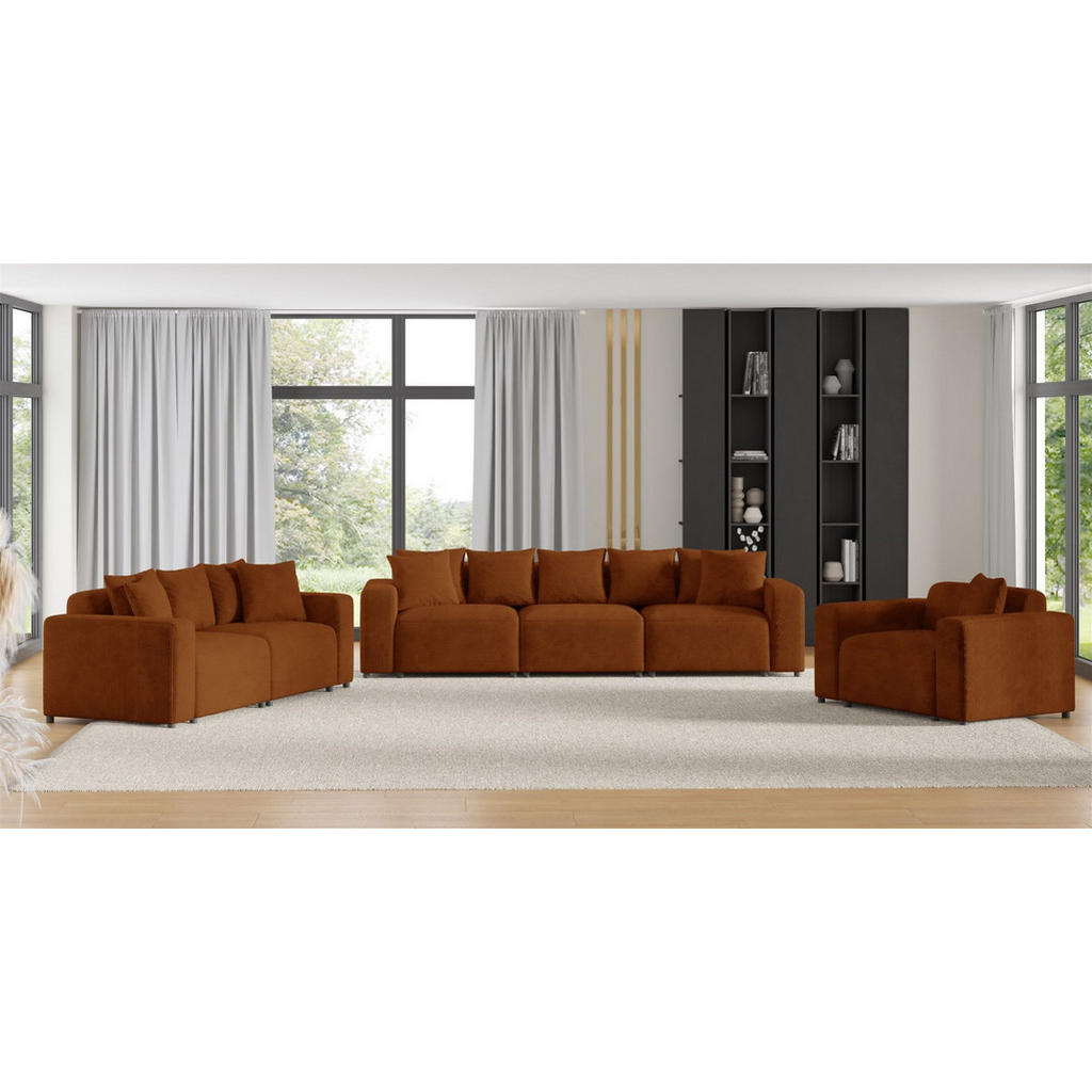 Thumbnail - Fun Möbel Sofaset, Rotbraun, Textil, 327x75x98 cm, Wohnzimmer, Sofas & Couches, Sitzgarnituren