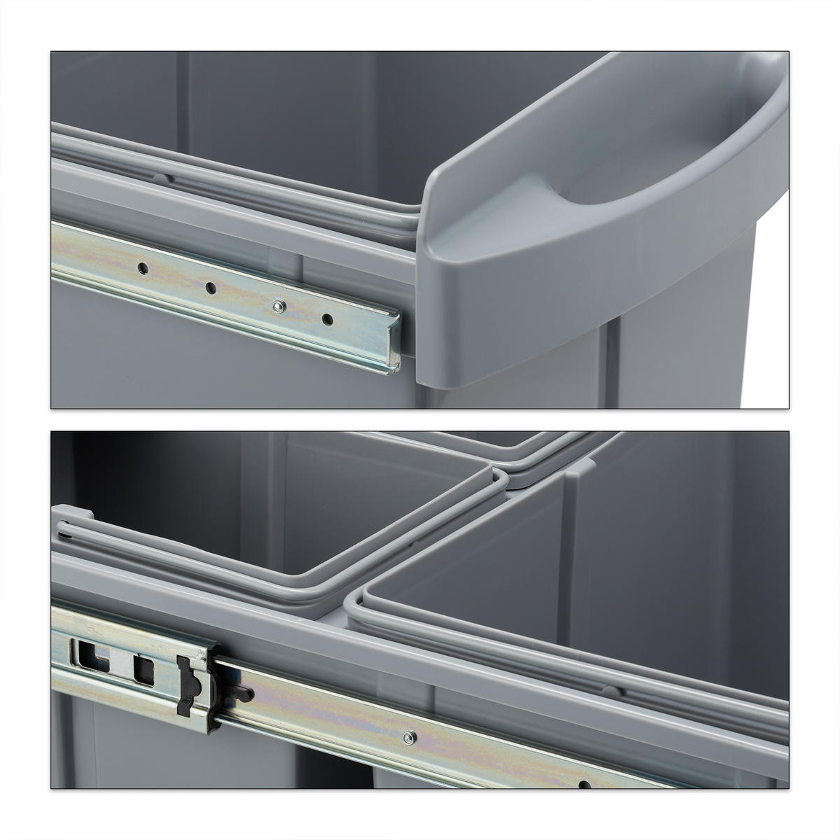 EINBAUMÜLLEIMER - Grau, Kunststoff/Metall (34/34.6/51.8cm) - Relaxdays