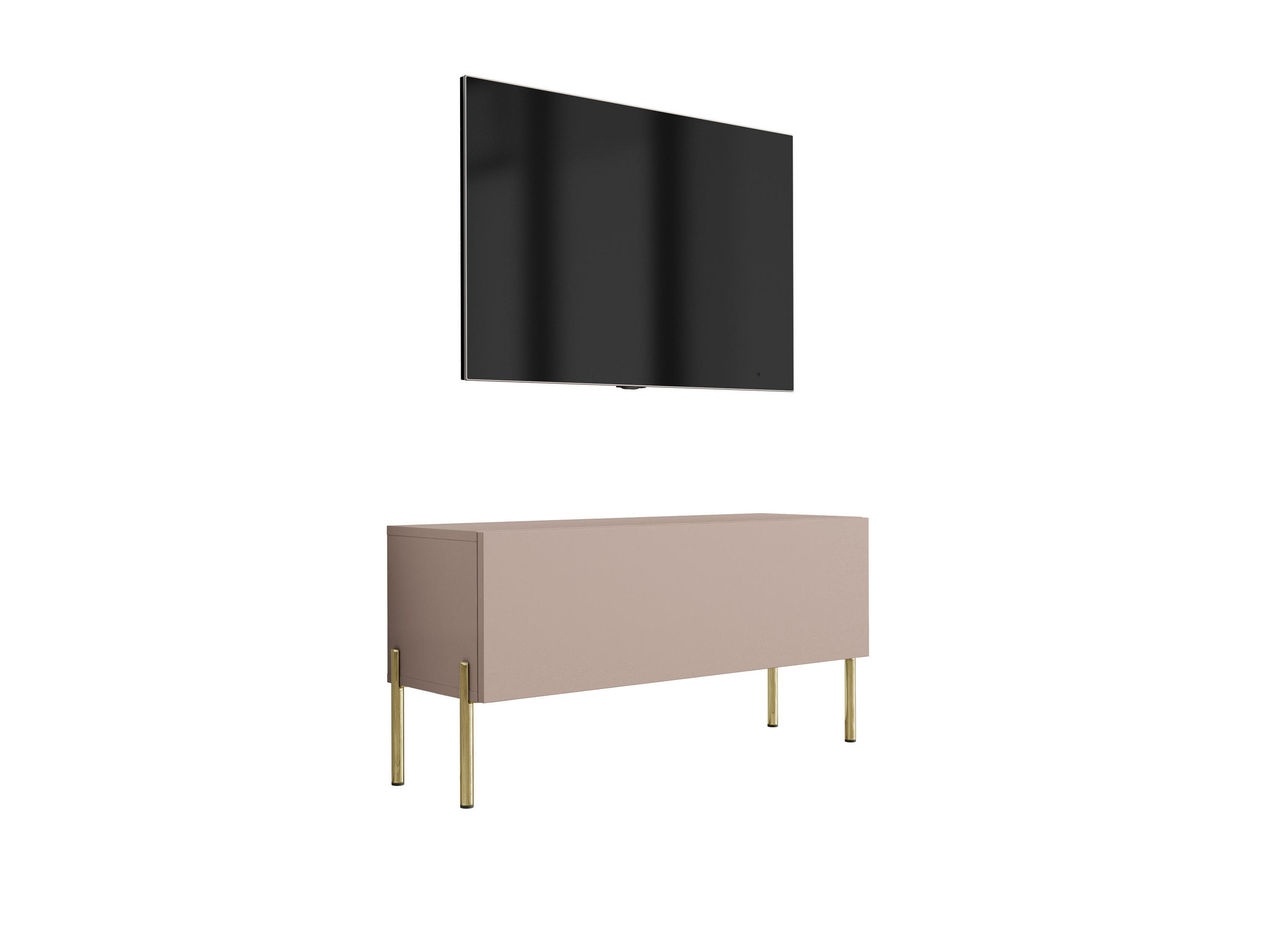 TV-SCHRANK : Karamellbraun, 100 x 52 x 32 cm, Goldene Beine - Goldfarben/Braun, Holzwerkstoff/Metall (100/52/32cm) - 3XE LIVING