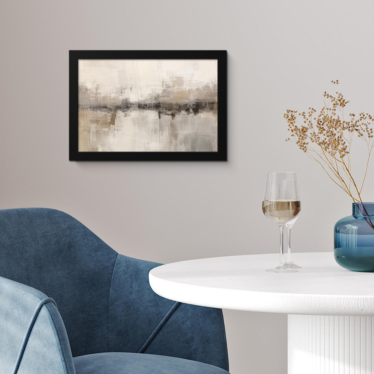 POSTER MIT RAHMEN Moderne Kunst - Abstrakt - Beige 30x20 cm - Beige, Papier (30/20cm) - MuchoWow