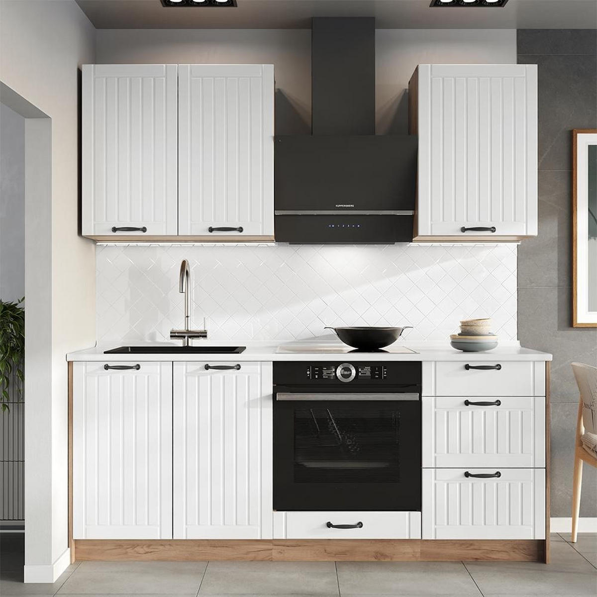 SPÜLENUNTERSCHRANK Fame-Line, Weiß Landhaus/Goldkraft Eiche, 100 cm ohne Arbeitsplatte - Honigeiche/Weiß, Holzwerkstoff (100/82/51.6cm) - Vicco