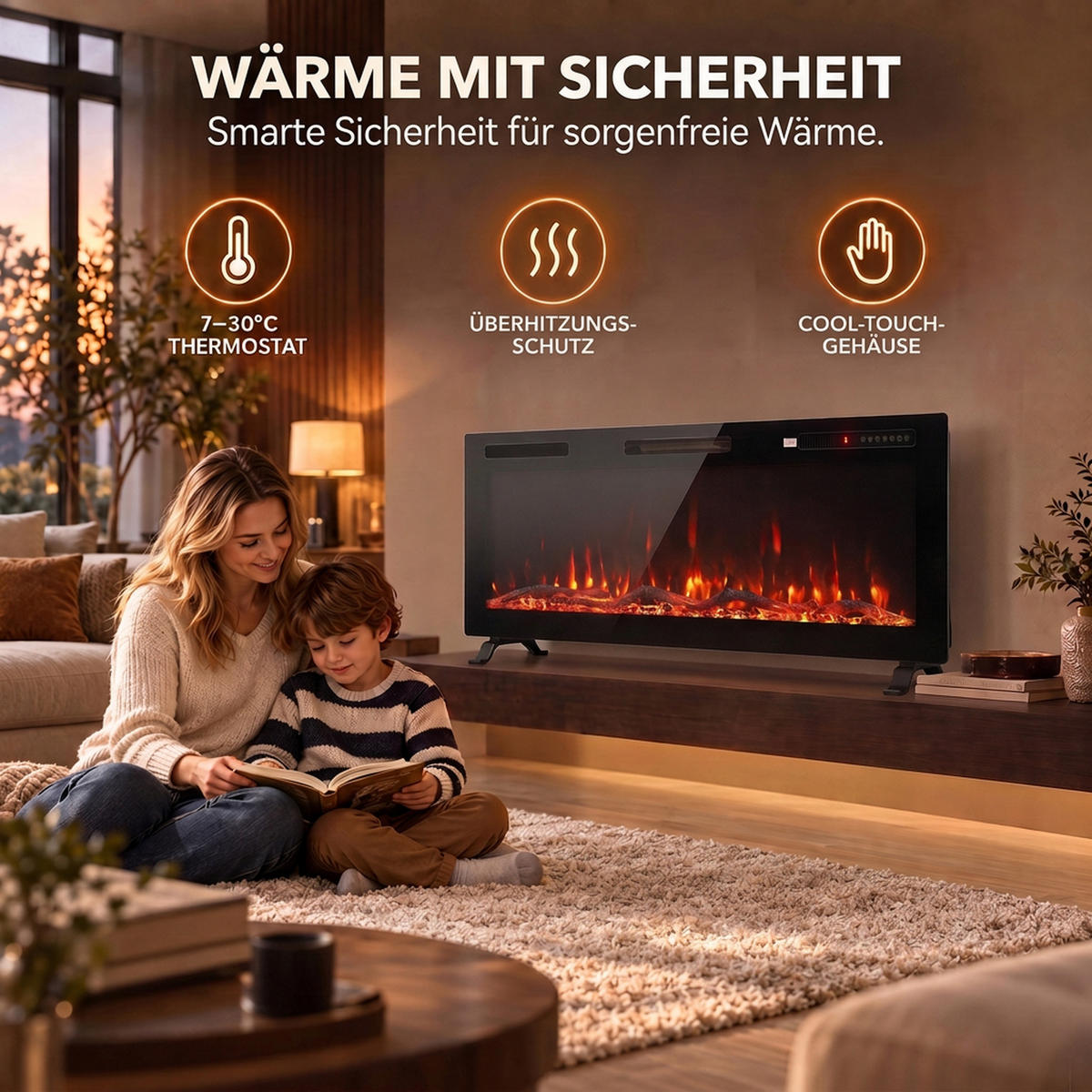 ELEKTROKAMIN Stahl Schwarz - Schwarz, Kunststoff/Metall (11/46/127cm) - HOMCOM