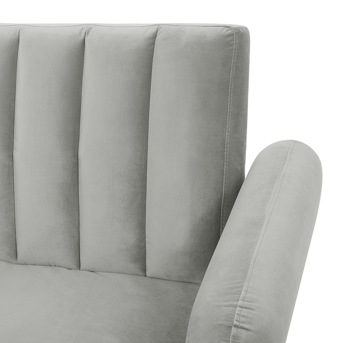 3-SITZER-SCHLAFSOFA Samtstoff Hellgrau Vimmerby - Hellgrau, Textil (212/90/80cm) - Beliani