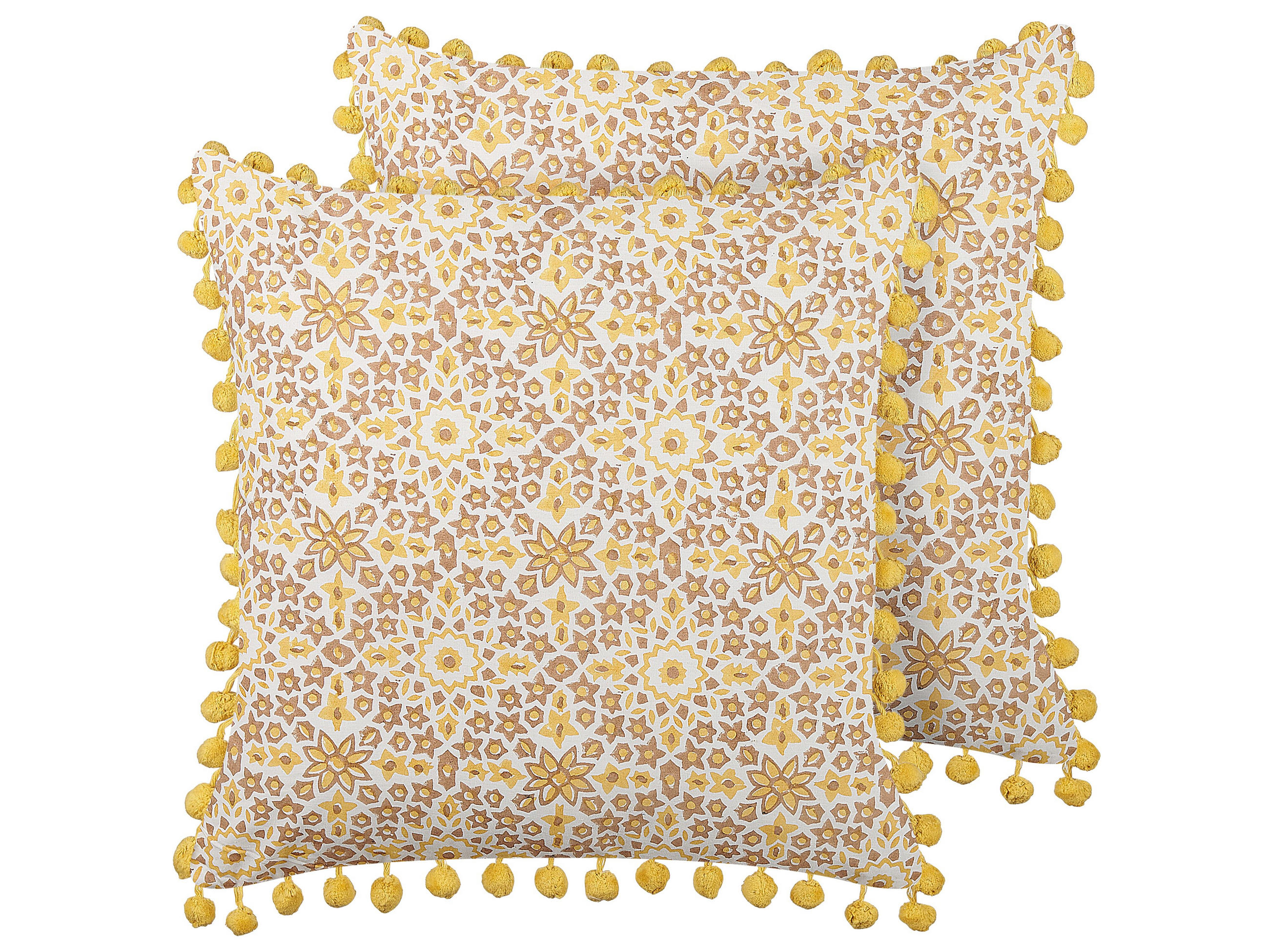 DEKOKISSEN 2er-Set Cremeweiß 45/45 cm Lycrois - Ecru, Naturmaterialien/Textil (45/45cm) - Beliani