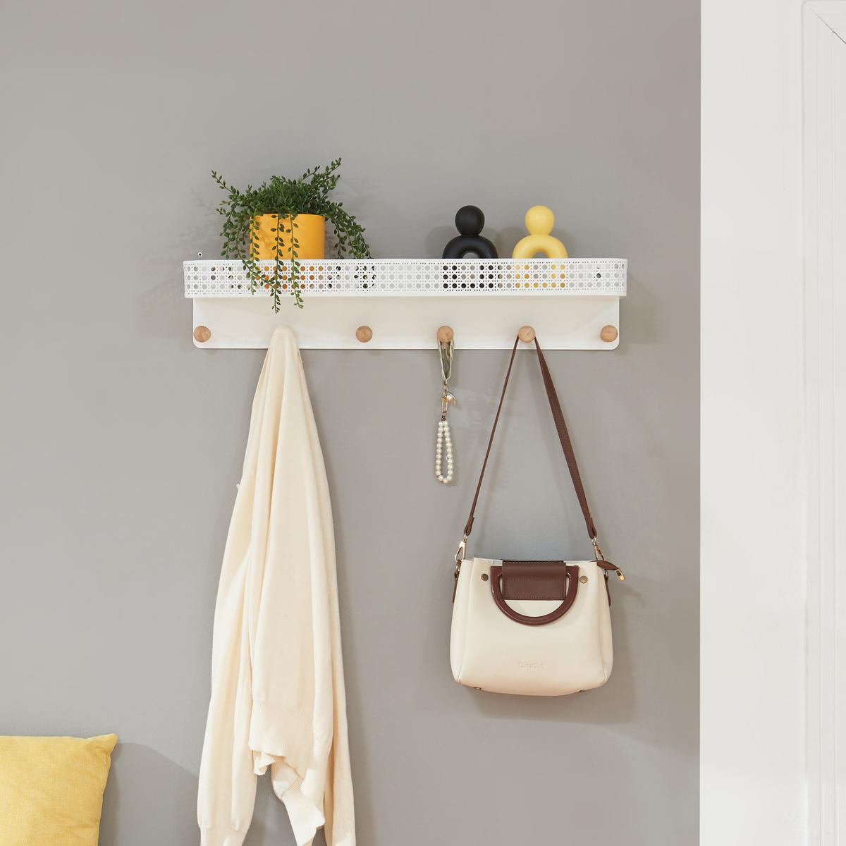 WANDGARDEROBE Jäller - Weiß, Metall (60/12/13.5cm) - [en.casa]