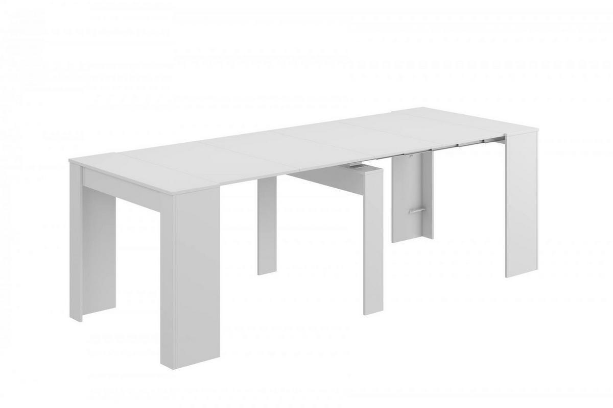 TISCH Ausziehbar Holzeffekt Glänzendes Weiß 51/90/78 cm - Weiß, Holzwerkstoff (90/78/51cm) - DMORA
