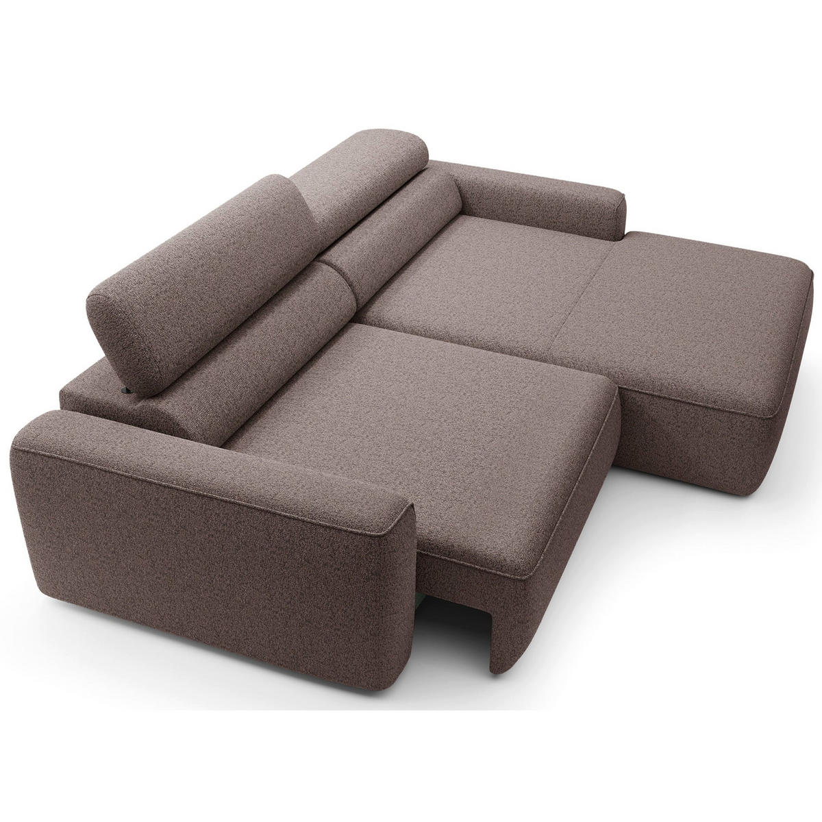 ECKSOFA Fando mit Schlaffunktion, L-Form, 4-Sitzer 252 cm, rechts Flechtstoff Hellbraun - Hellbraun/Schwarz, Holz/Kunststoff (182/252cm) - Selsey