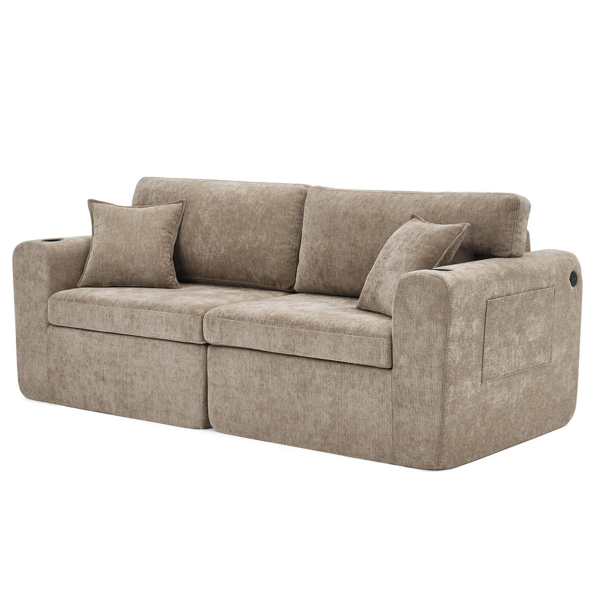 2-SITZER-SOFA DE-34622 mit USB-Ladefunktion Braun - Braun, Textil (100/89/220cm) - ComfortXL
