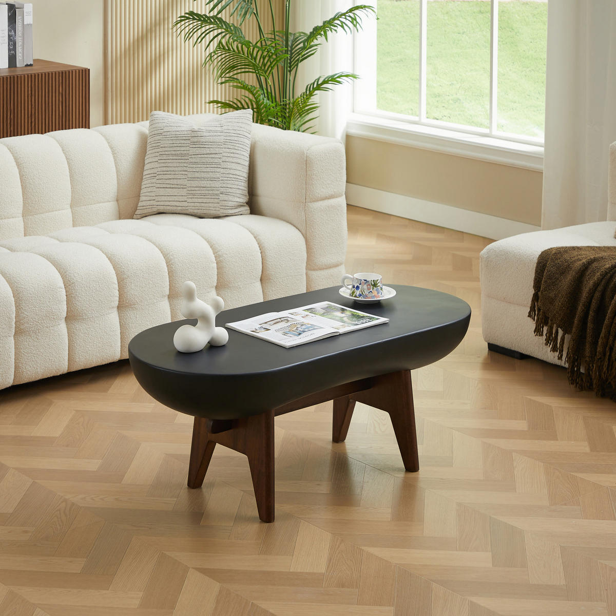 COUCHTISCH Rund Schwarz 50 X 110 X 43 cm - Schwarz, Metall (110/50/43cm) - Nordlys