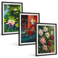 BILDER SET 3er Set - 40x60 cm Schwarzer Rahmen - Lilien im Garten, bunte Blumen - Schwarz, Kunststoff (40/60cm) - TULUP