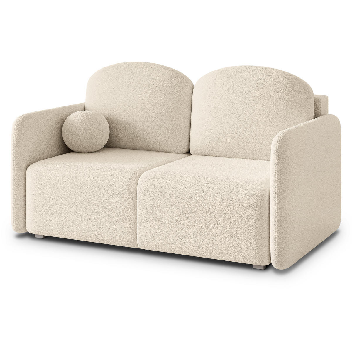 BETTSOFA SUVI II Q Creme Bucle-Stoff mit Schlaffunktion - Creme, Textil (90/85/153cm) - MASSENO