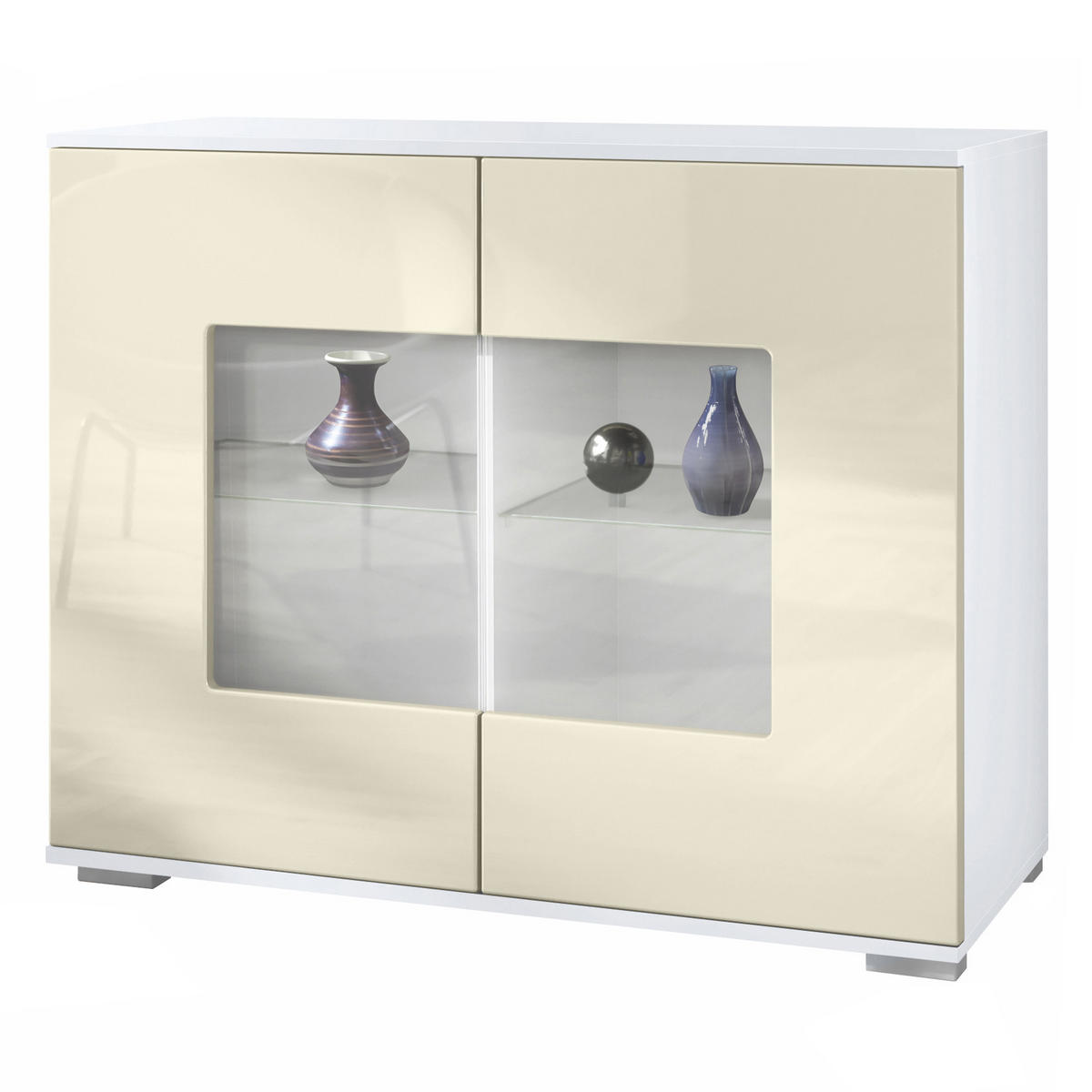 KOMMODE Grömitz Creme Hochglanz - Creme, Holzwerkstoff (92.5/75.5/35cm) - Vladon