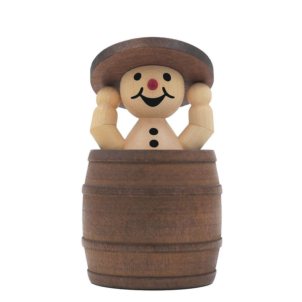 HOLZFIGUR Schneemann Junior im Fass stehend mit Deckel 8 cm - Multicolor, Holz (5/1/0.1cm)