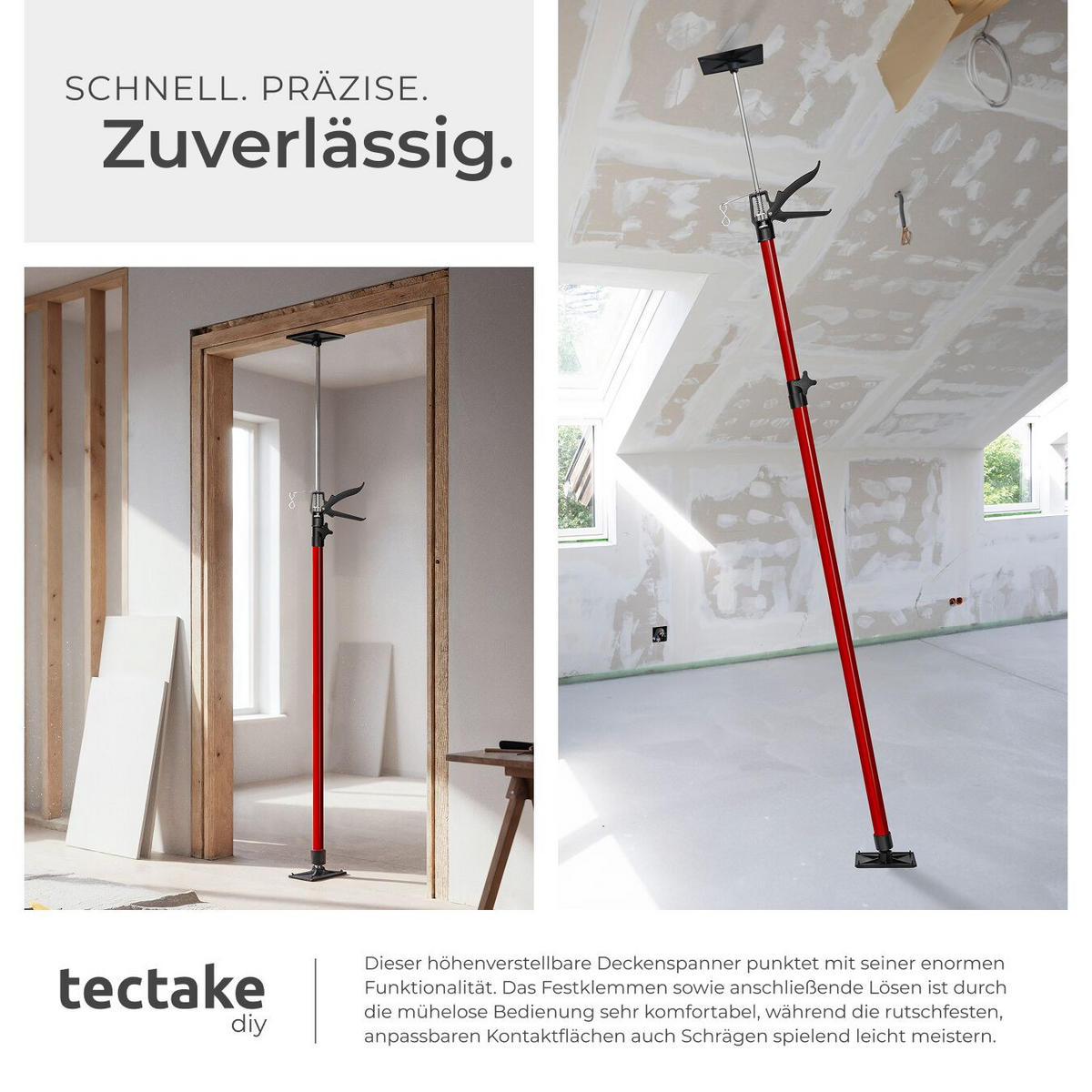 TELESKOPSTÜTZEN 4er Set, mit Schnellspannsystem, rot - Rot, Textil - tectake