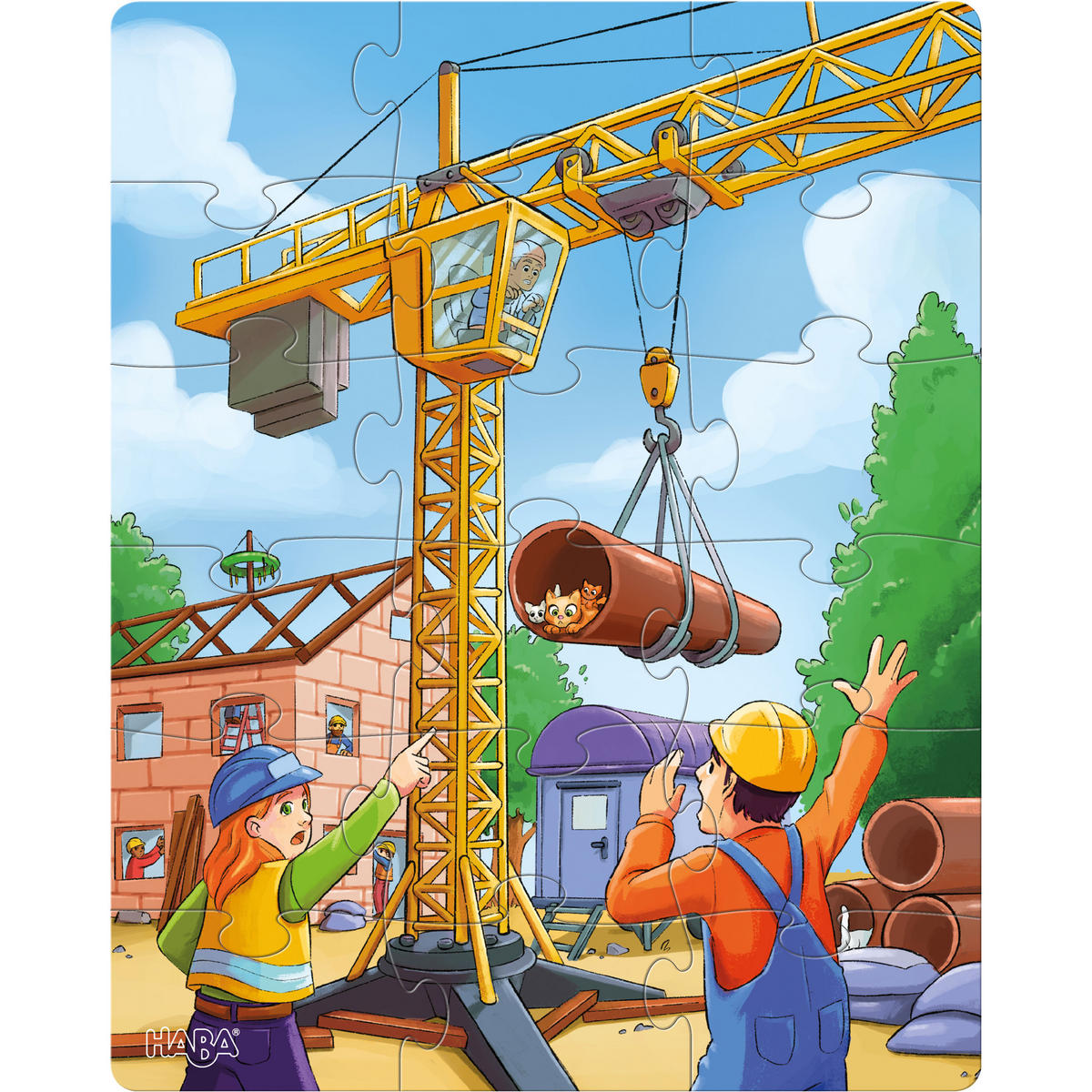 PUZZLE Baustellenfahrzeuge, ab 3 Jahre - Multicolor, Naturmaterialien (24/5.1/29cm) - Haba