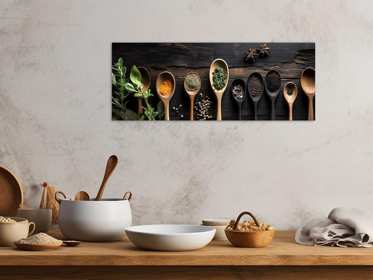 GLASBILD 80x30 cm Küche Gewürze Landhaus - Beige, Glas (80/30cm) - artissimo