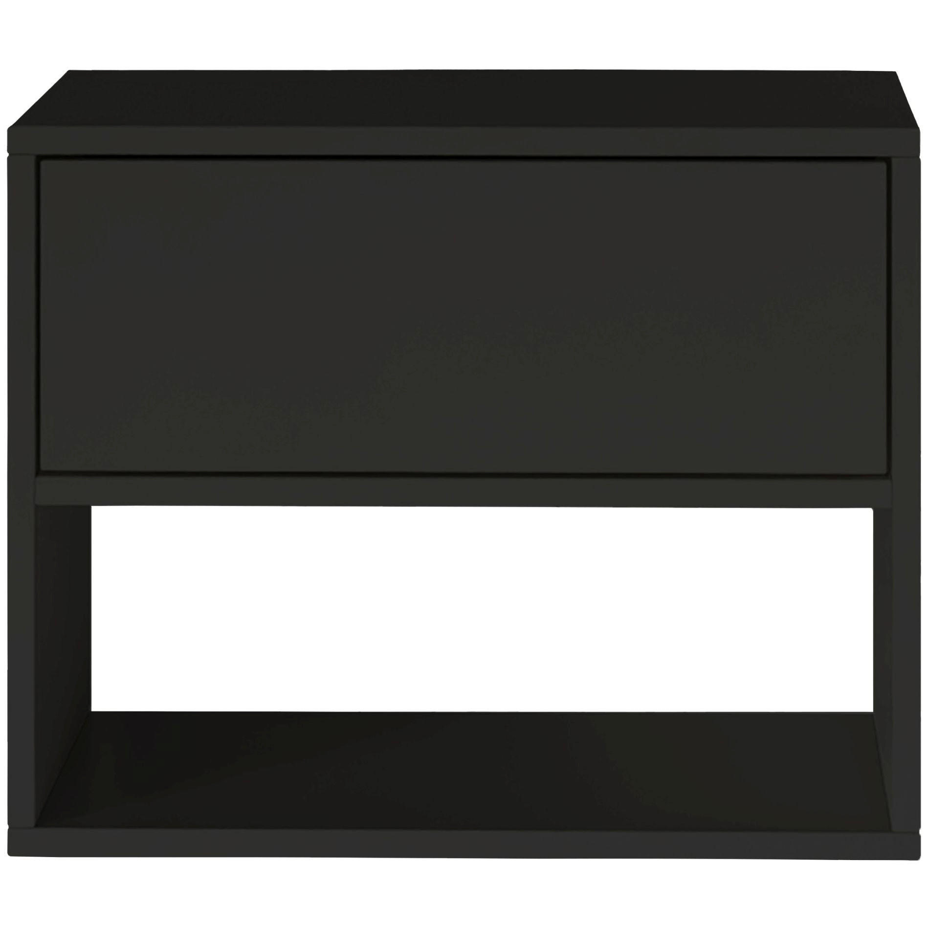 NACHTTISCH hängend Framme Schwarz mit Fach, 50 cm - Schwarz, Holzwerkstoff (50/40/36cm) - Selsey