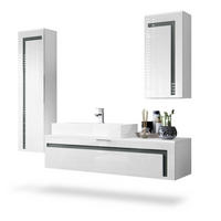 BADMÖBELSET Aloha Absetzungen in Grau Hochglanz - Grau, Holzwerkstoff (210/185/51cm) - Vladon
