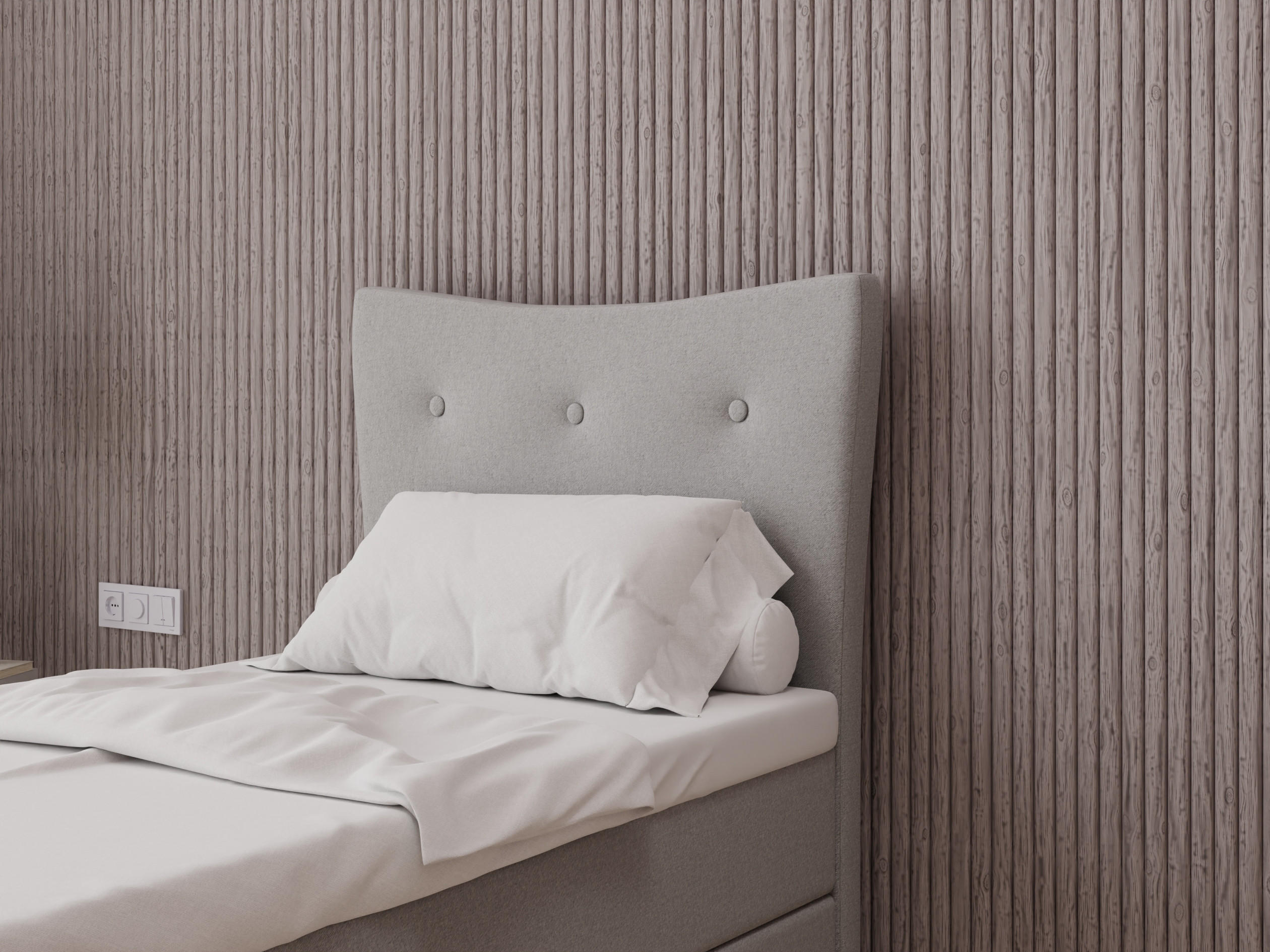 Thumbnail - Panda Möbel Boxbett, Hellgrau, Holz, Mode, 90x200 cm, Oeko-Tex® Standard 100, Schlafzimmer, Betten, Boxspringbetten