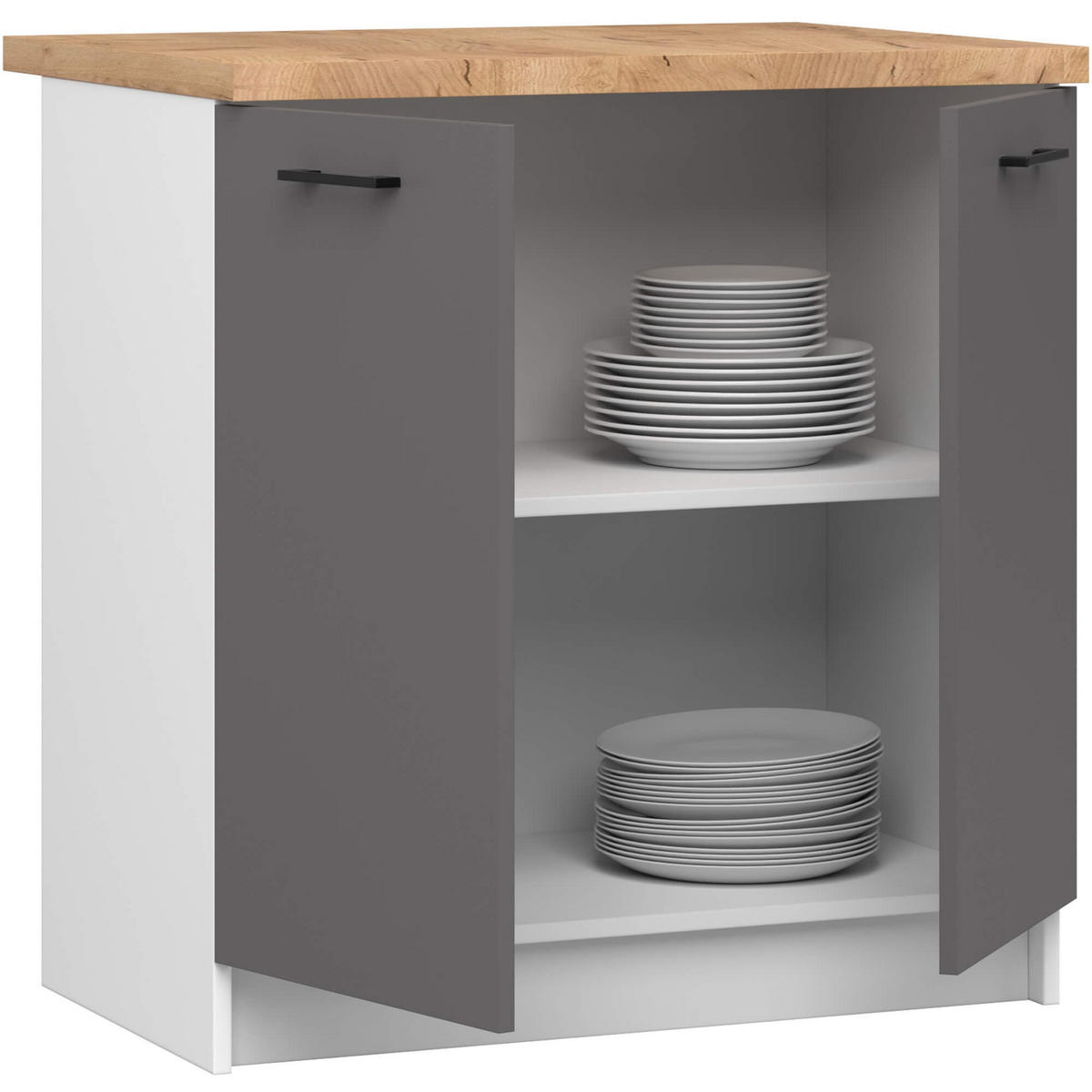 UNTERSCHRANK Weiß, Graphit Grau 85/80/46 - Weiß/Grau, Holzwerkstoff (80/85/46cm) - RAUMHIRSCH FURNITURE