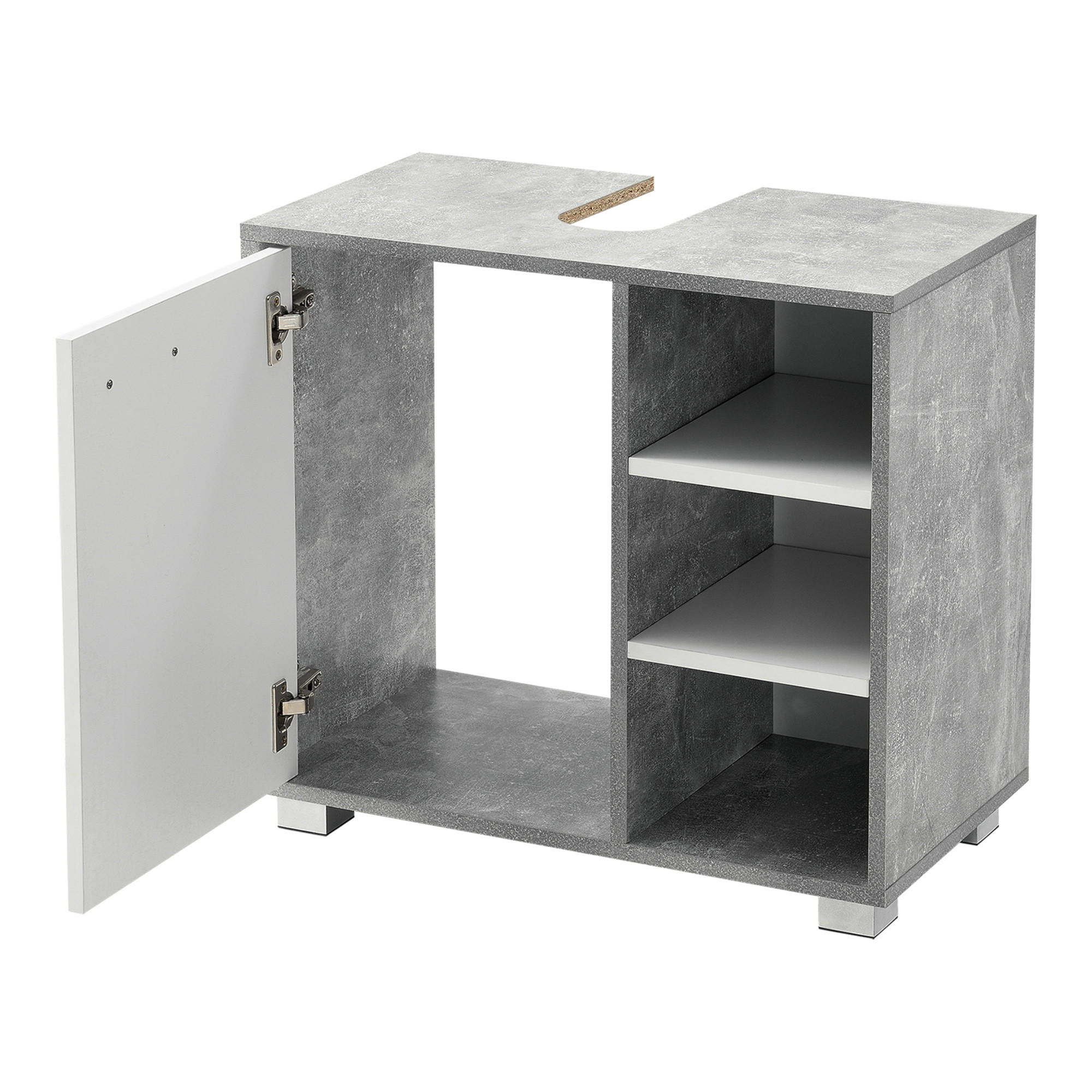 WASCHBECKENUNTERSCHRANK Narvik - Weiß/Grau, Holzwerkstoff (60/55.6/31cm) - [en.casa]